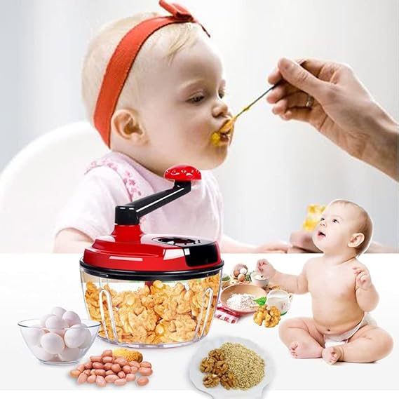 Multi-Functional Manual Food Processor,8 Cup Hand-powered Crank Choppe