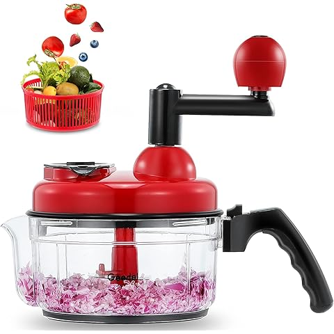 Multi-Functional Manual Food Processor,8 Cup Hand-powered Crank Choppe
